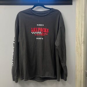LAX PACKS MEN’S LONG SLEEVE VINTAGE T-SHIRT, SIZE X-LARGE, DARK GREY